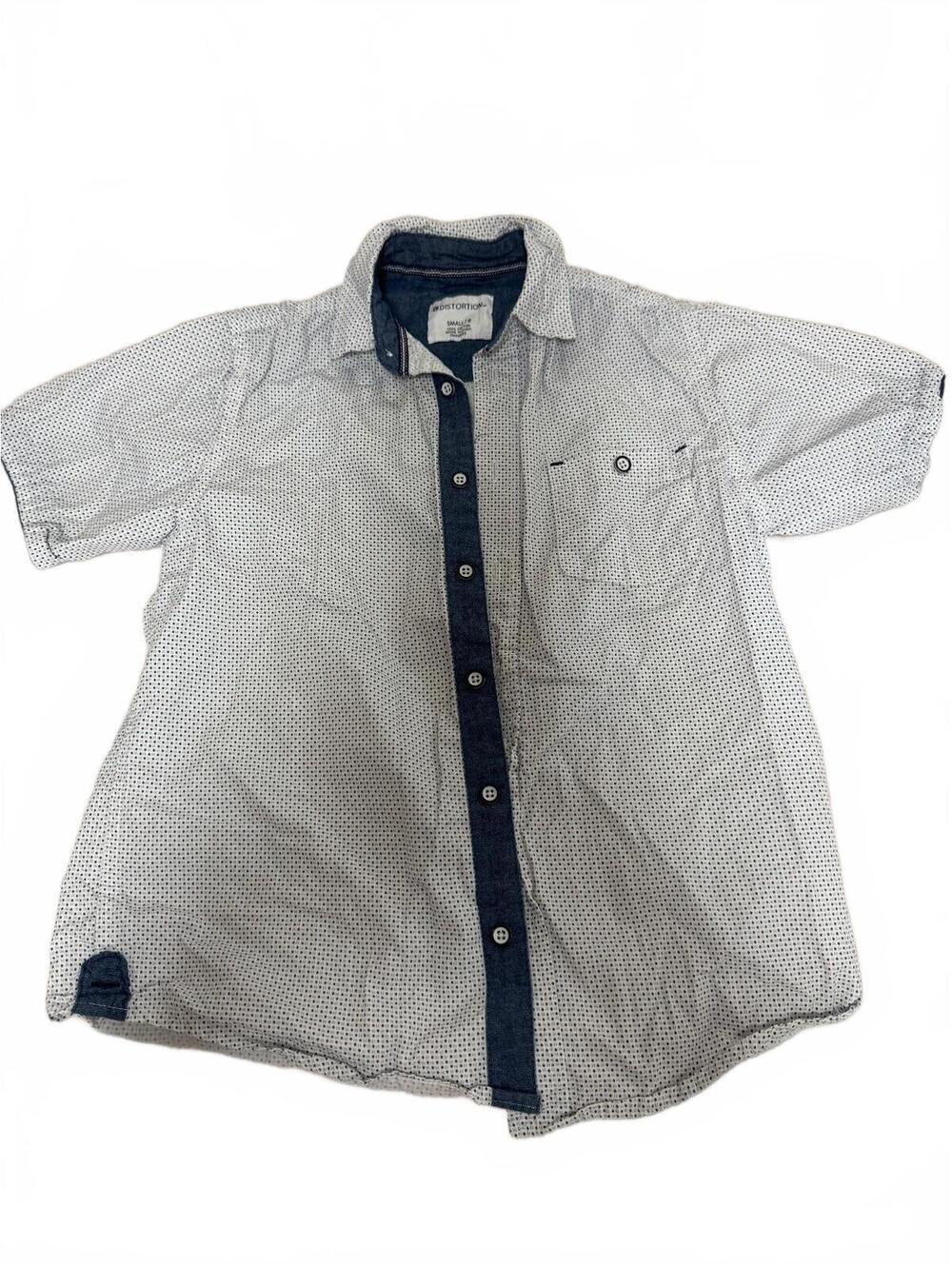 Distortion Boys White Printed Short Sleeve Button Down Shirt Size Small 8